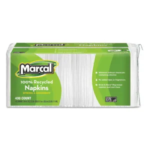 100% Recycled Luncheon Napkins, 11.4 X 12.5, White, 400-pack, 6pk-ct