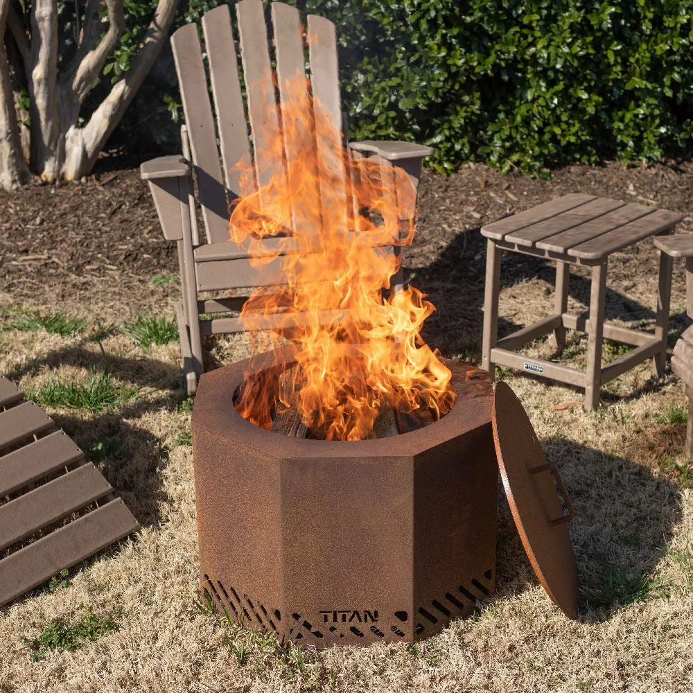 21" Corten Steel Dual Flame Smokeless Fire Pit