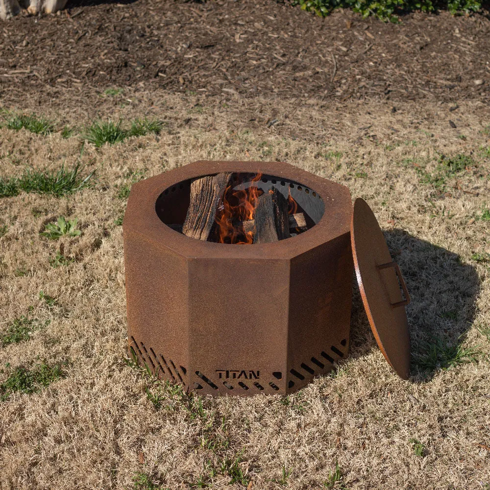 21" Corten Steel Dual Flame Smokeless Fire Pit