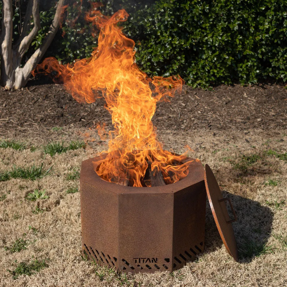 21" Corten Steel Dual Flame Smokeless Fire Pit