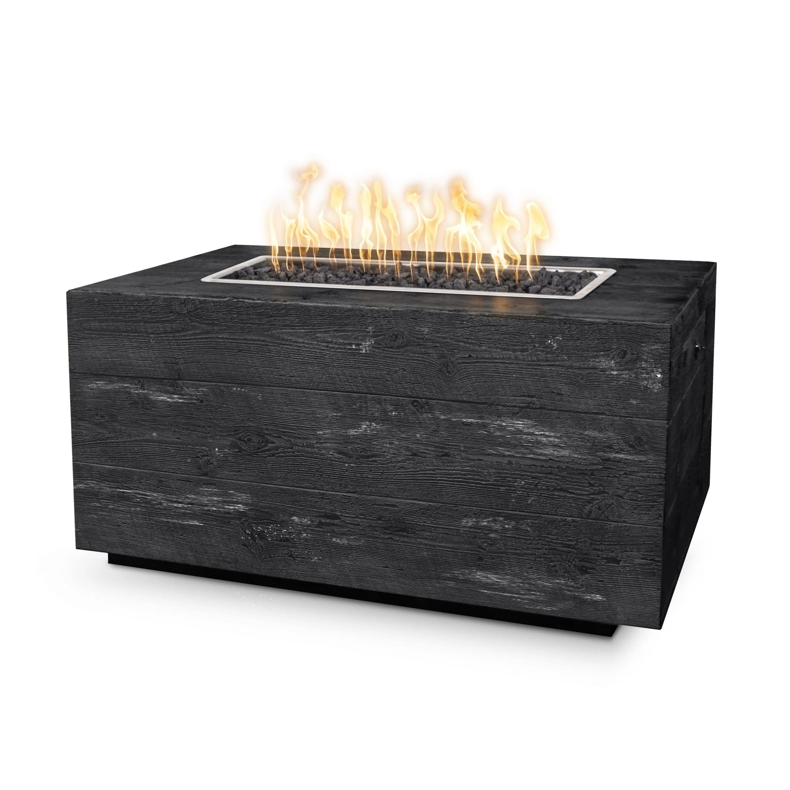 48" Rectangular Catalina Fire Pit - Wood Grain GFRC Concrete - Ebony - Match Lit - Natural Gas