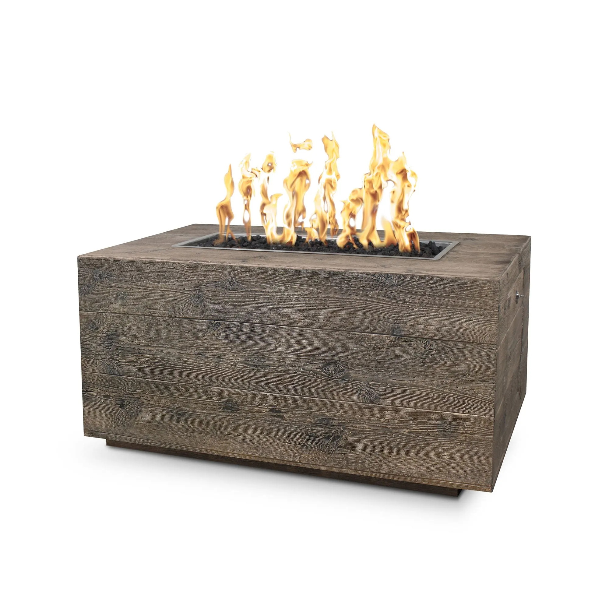 48" Rectangular Catalina Fire Pit - Wood Grain GFRC Concrete - Ebony - Match Lit - Natural Gas