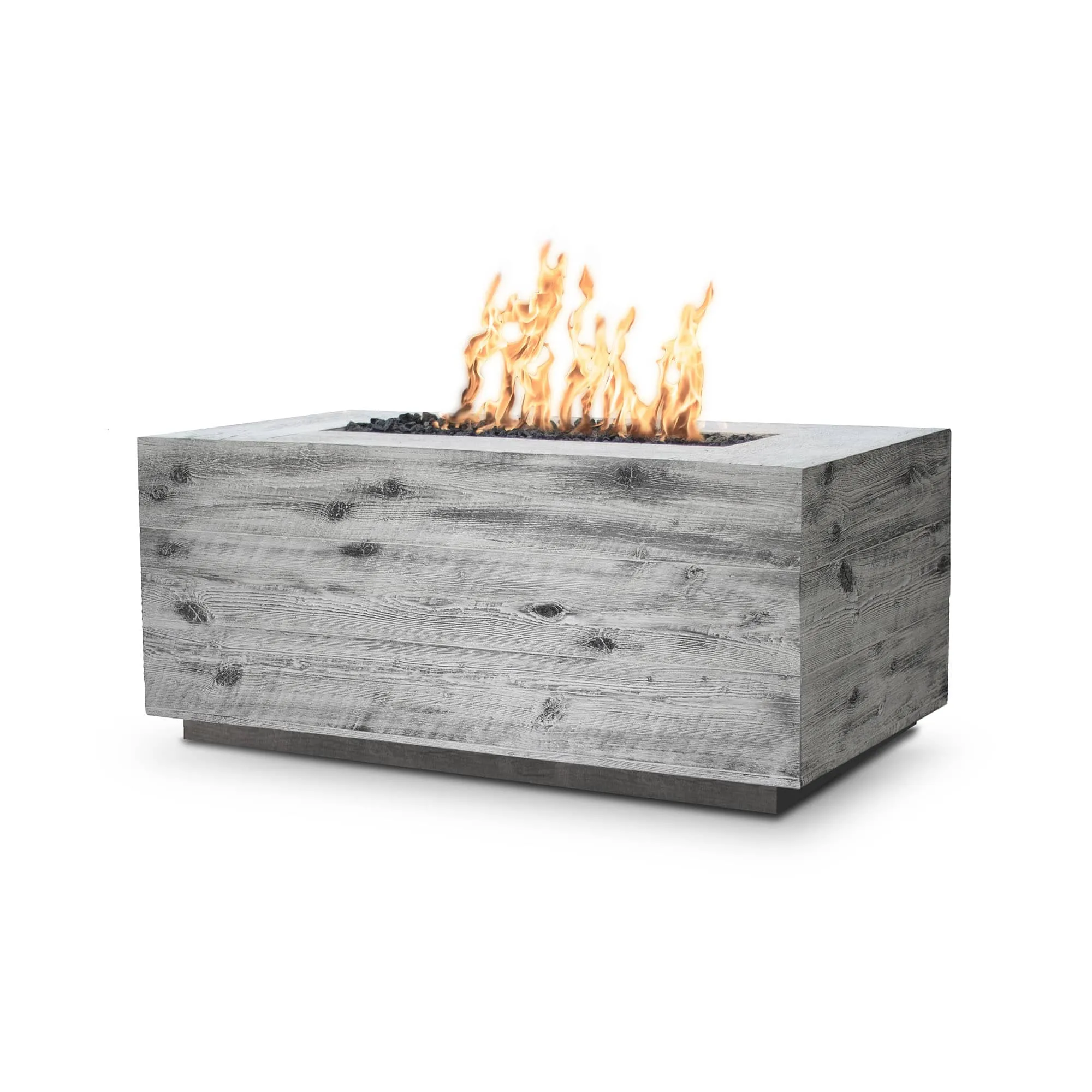 48" Rectangular Catalina Fire Pit - Wood Grain GFRC Concrete - Ebony - Match Lit - Natural Gas