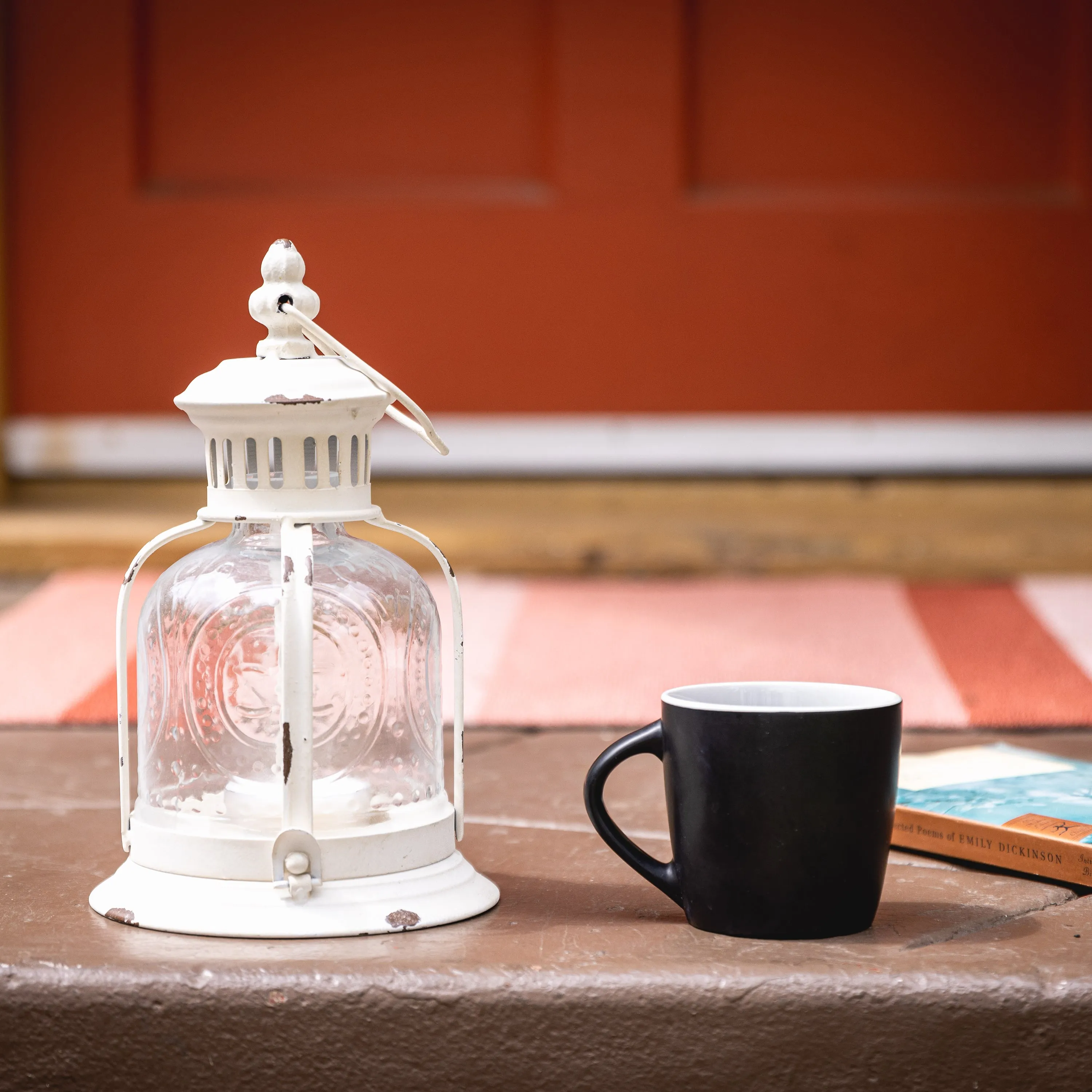 Antique White Metal Votive Candle Lantern - (WS)