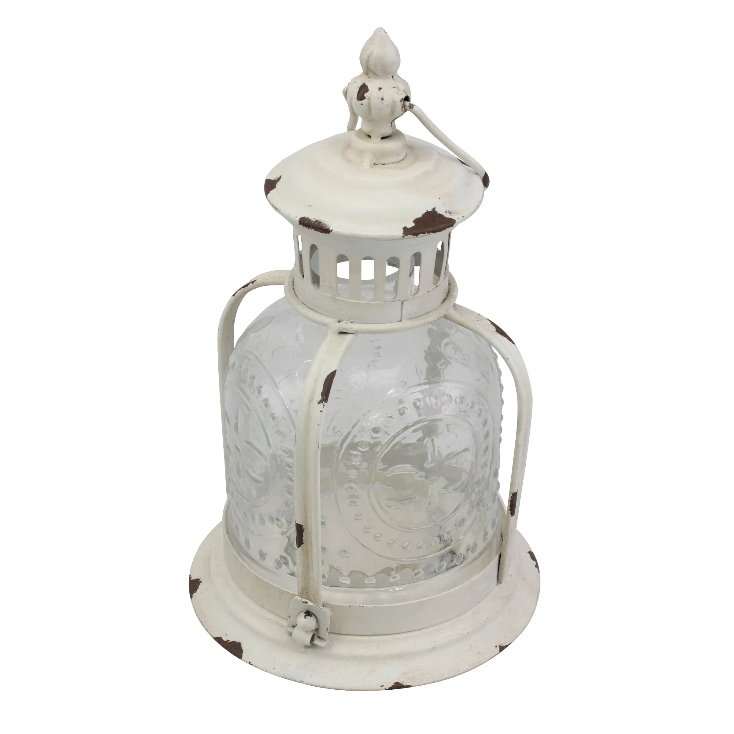 Antique White Metal Votive Candle Lantern - (WS)