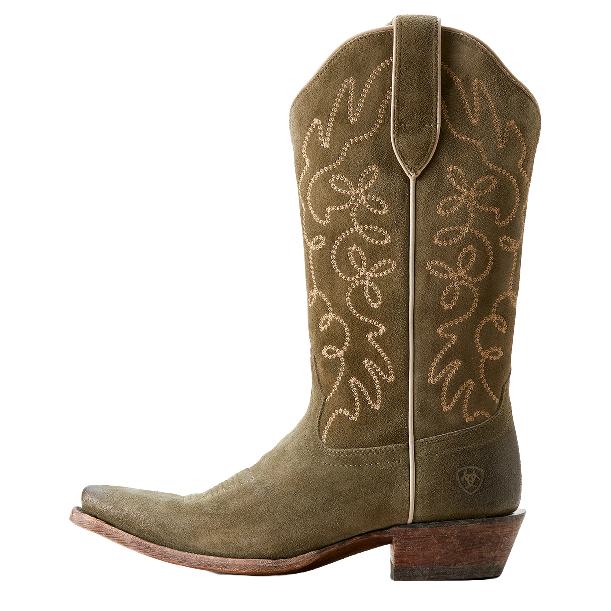 Ariat Ladies Jukebox Soft Olive Green Suede Western Boot 10053792