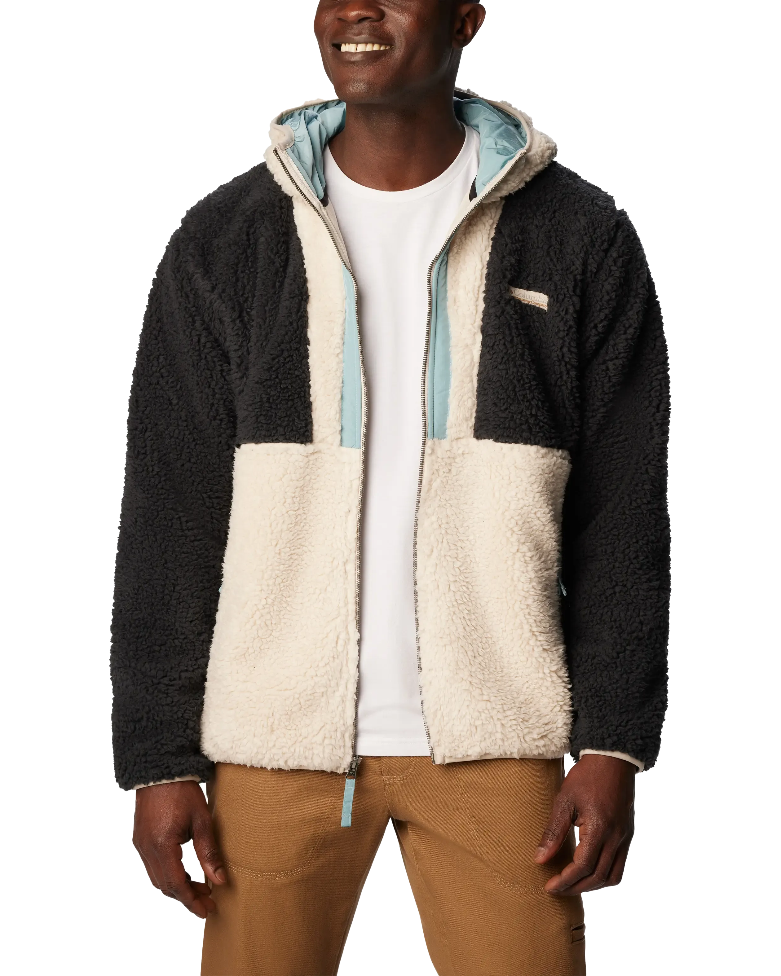 Backbowl Sherpa Hooded Jacket in Black, Dark Stone & Stone Blue