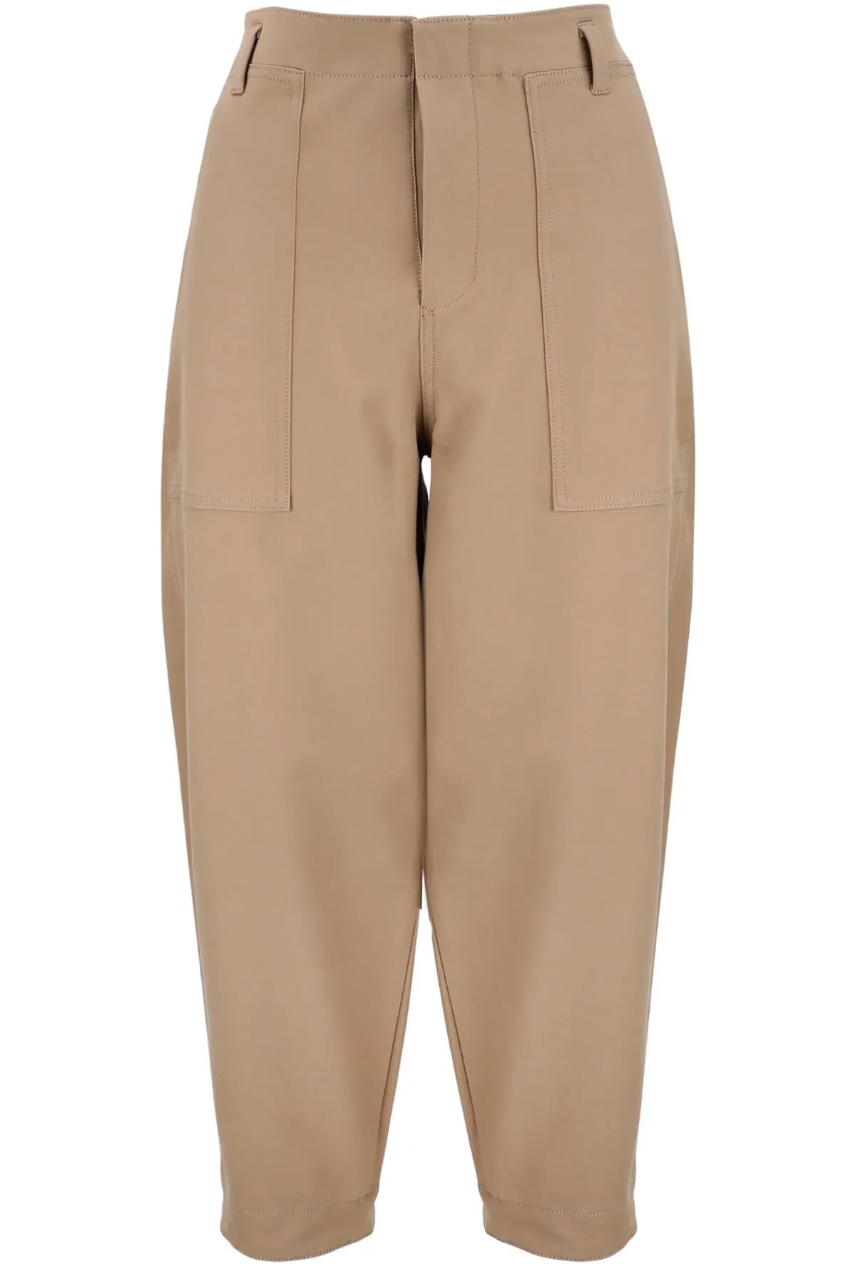 Beige Pocket Detail Cropped Pants