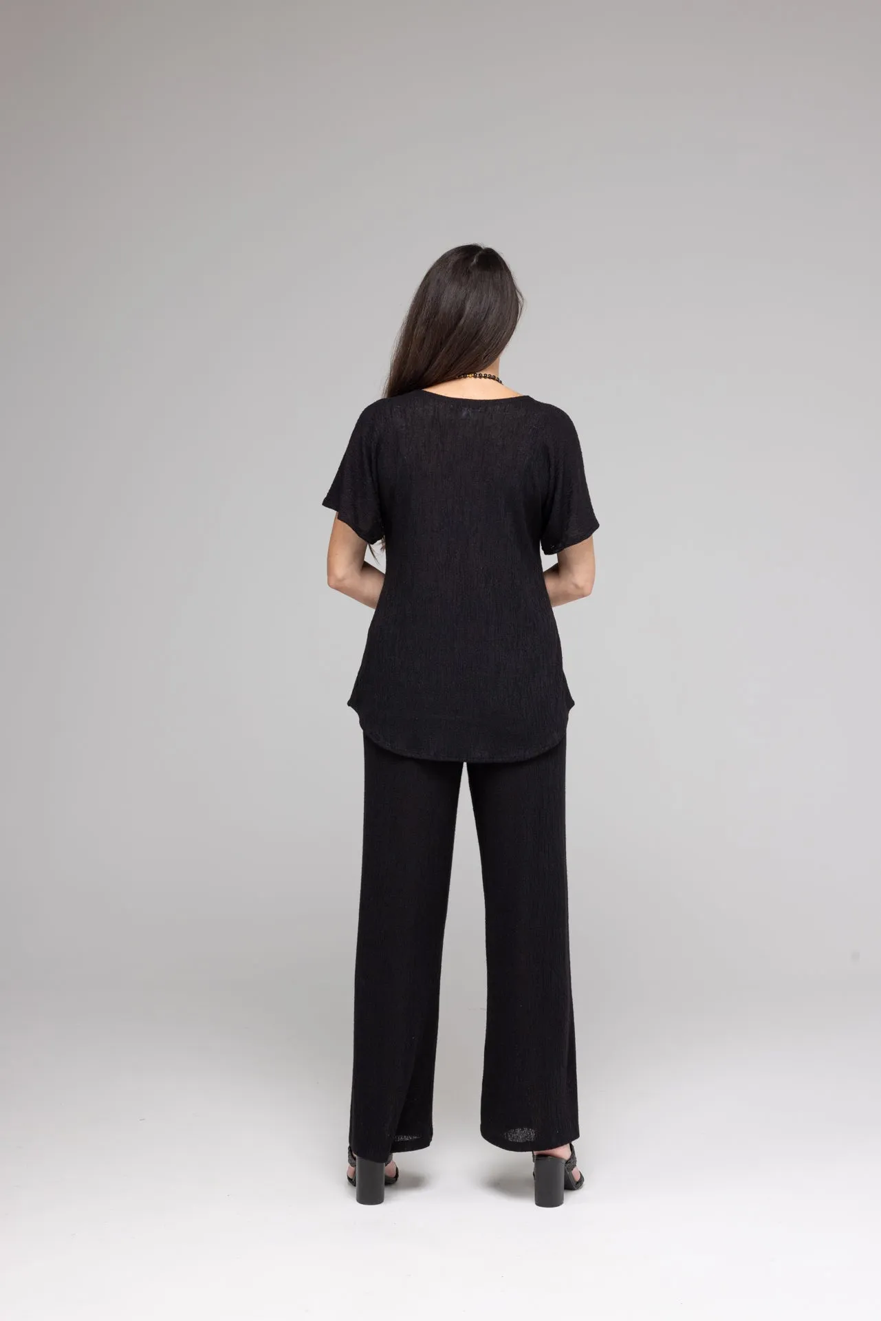 Black Haven Poly/Rayon Knit Palazzo Pants