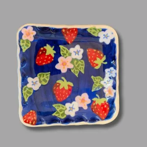 Blue Strawberry Square Tray