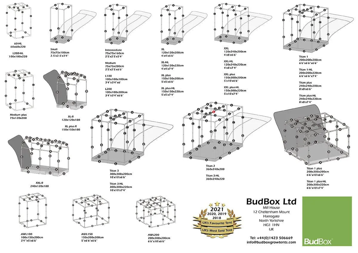 Bud Box Pro Tent Silver HL  - 240 x 240 x 220cm