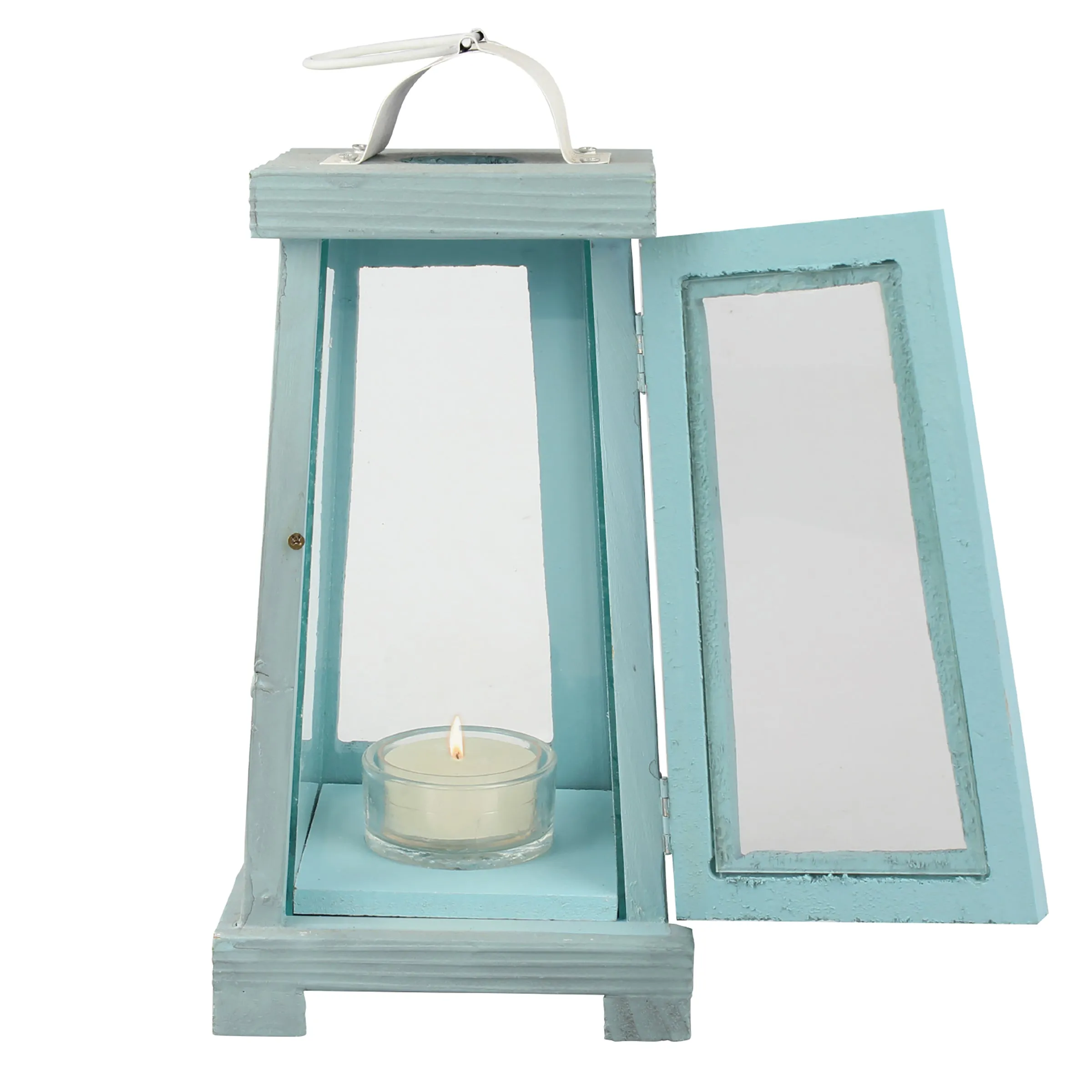 Coastal Worn Blue Wood Lantern (WS)