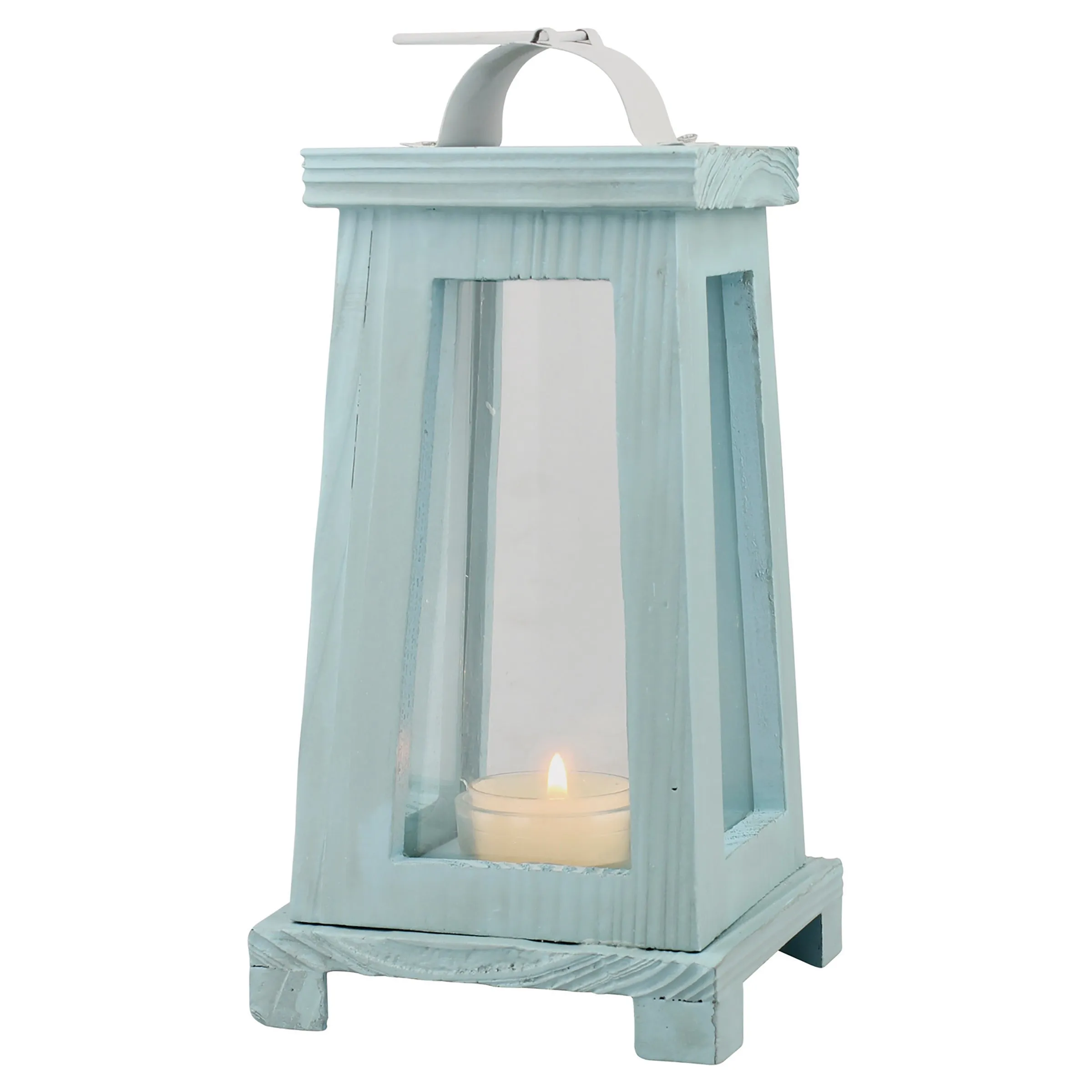 Coastal Worn Blue Wood Lantern (WS)