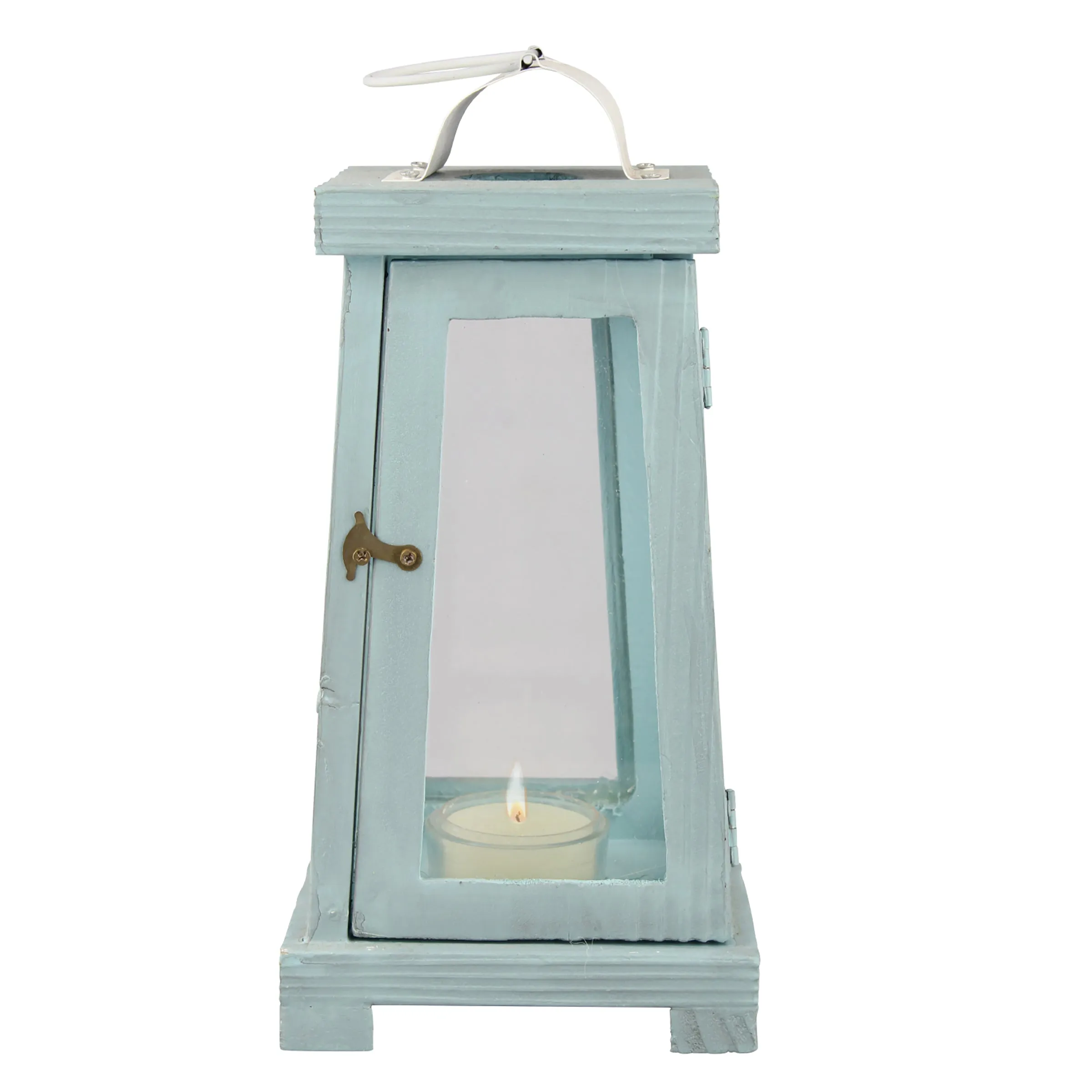 Coastal Worn Blue Wood Lantern (WS)