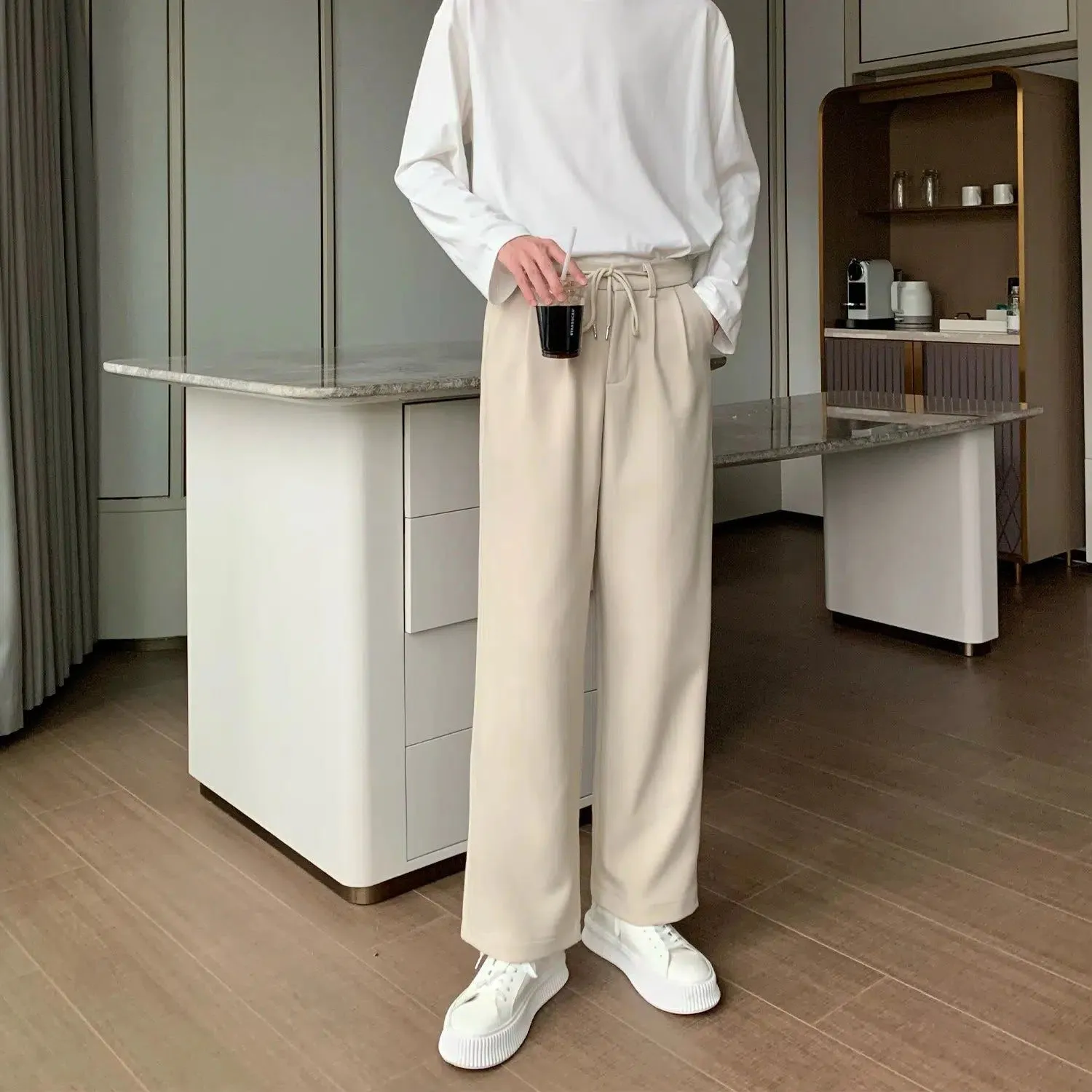 Cui Solid Color Straight Leg Pants