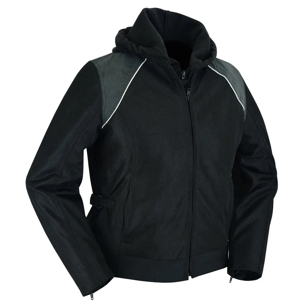 DS867 Women's Mesh 3-in-1 Riding Jacket (Black/Black Tone Reflective)