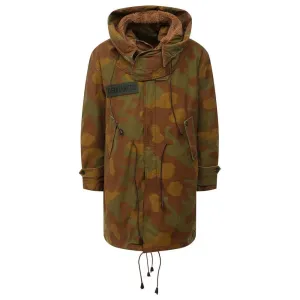 Dsquared² Camo Textured Hooded Parka with Leather Details