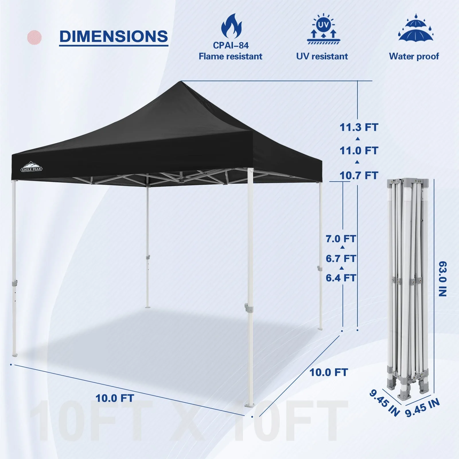 EAGLE PEAK 10x10 New Heavy Duty Pop up Commercial Canopy Tent with Roller Bag and 4 Sandbags