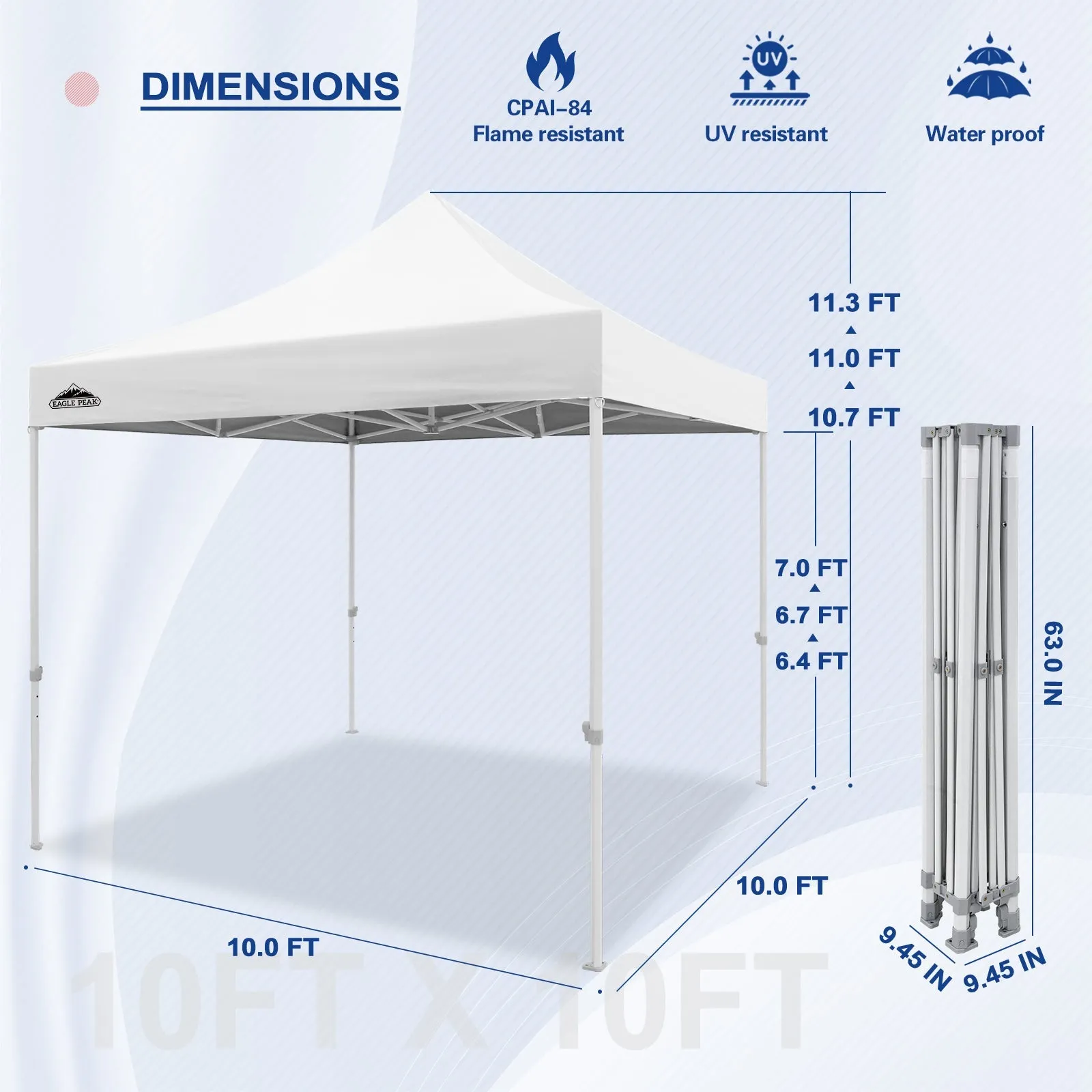 EAGLE PEAK 10x10 New Heavy Duty Pop up Commercial Canopy Tent with Roller Bag and 4 Sandbags