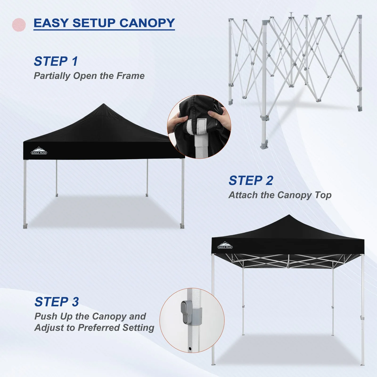 EAGLE PEAK 10x10 New Heavy Duty Pop up Commercial Canopy Tent with Roller Bag and 4 Sandbags