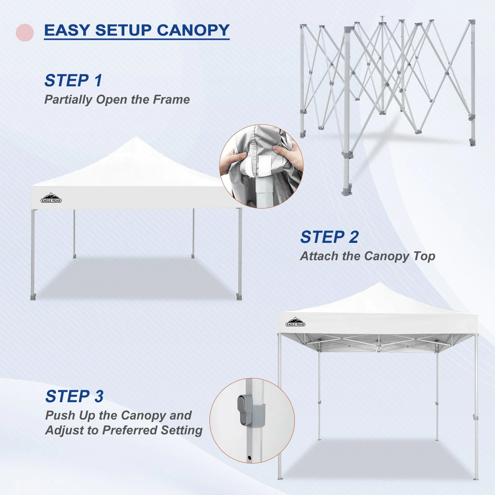 EAGLE PEAK 10x10 New Heavy Duty Pop up Commercial Canopy Tent with Roller Bag and 4 Sandbags