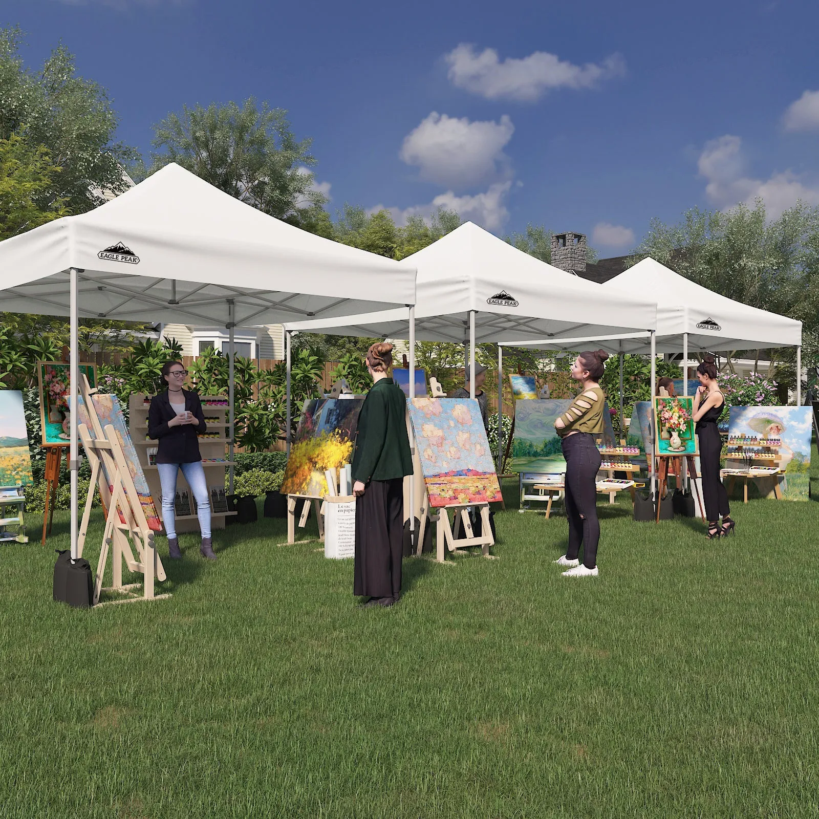 EAGLE PEAK 10x10 New Heavy Duty Pop up Commercial Canopy Tent with Roller Bag and 4 Sandbags