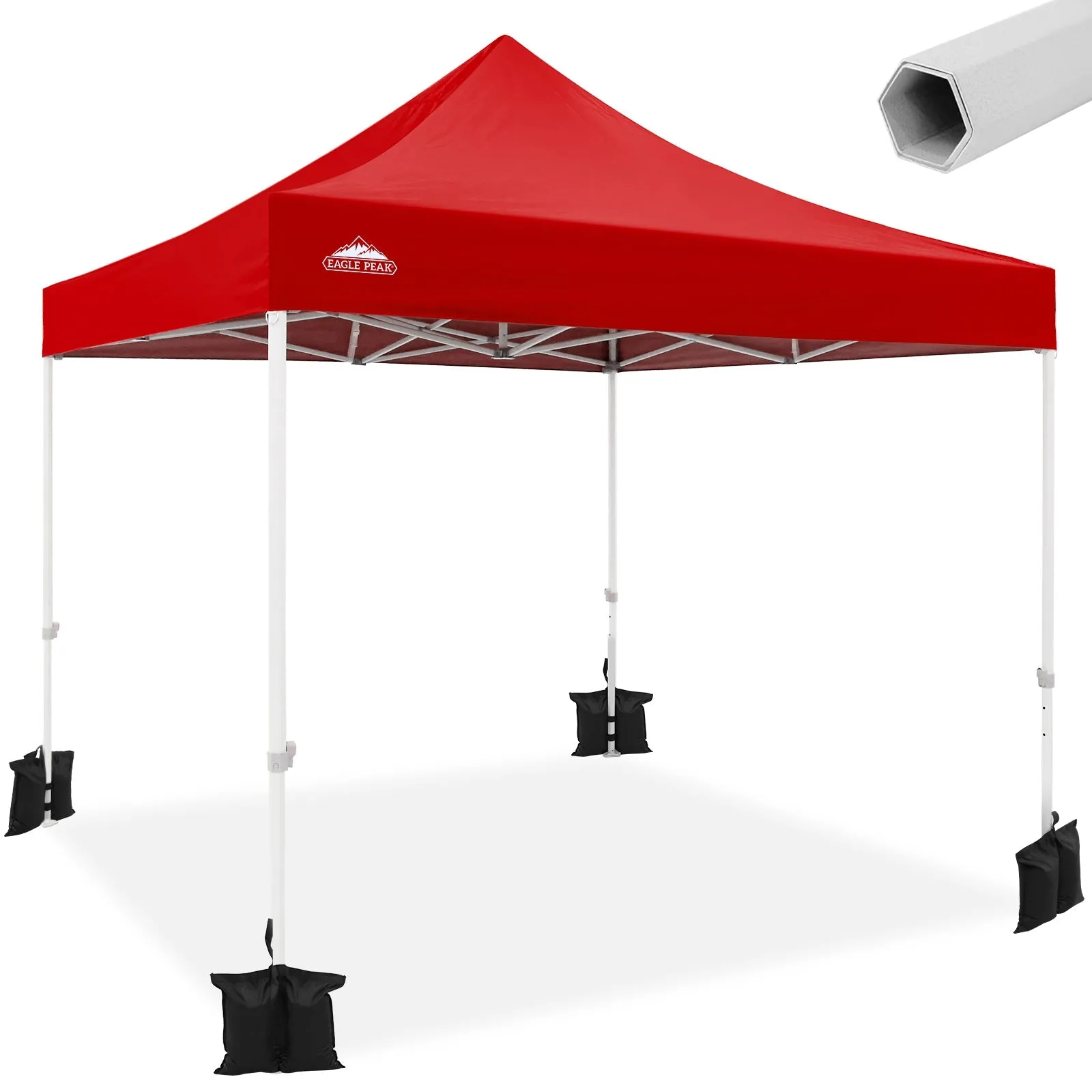 EAGLE PEAK 10x10 New Heavy Duty Pop up Commercial Canopy Tent with Roller Bag and 4 Sandbags