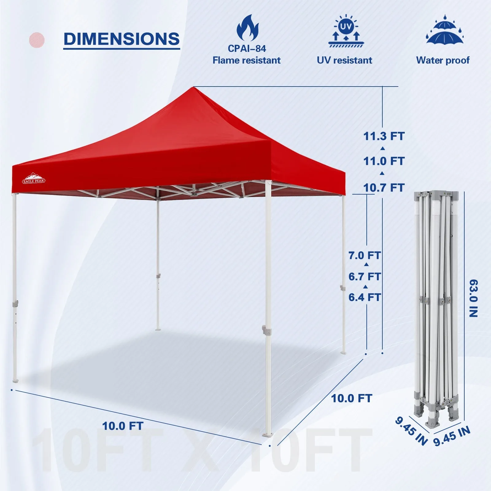 EAGLE PEAK 10x10 New Heavy Duty Pop up Commercial Canopy Tent with Roller Bag and 4 Sandbags