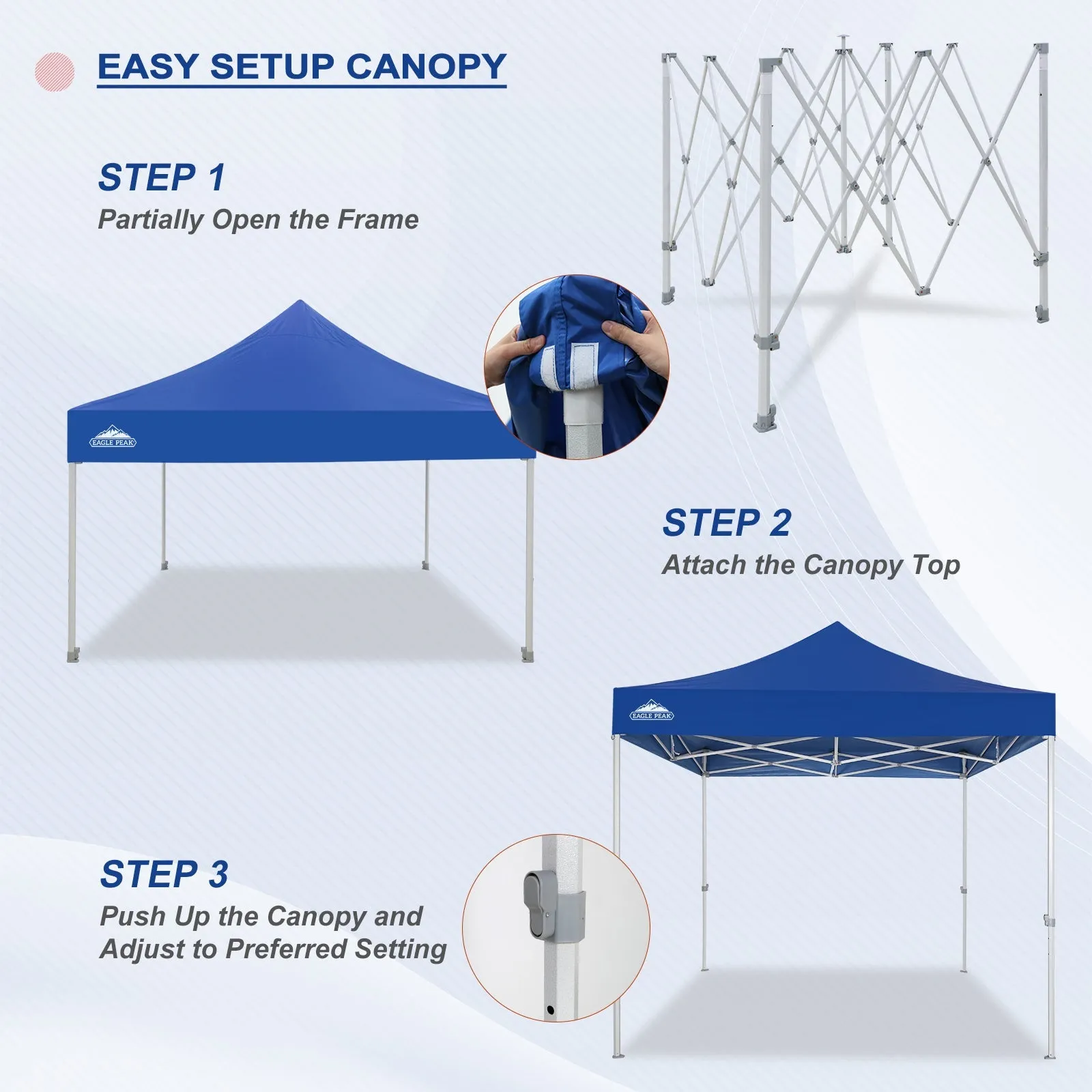 EAGLE PEAK 10x10 New Heavy Duty Pop up Commercial Canopy Tent with Roller Bag and 4 Sandbags