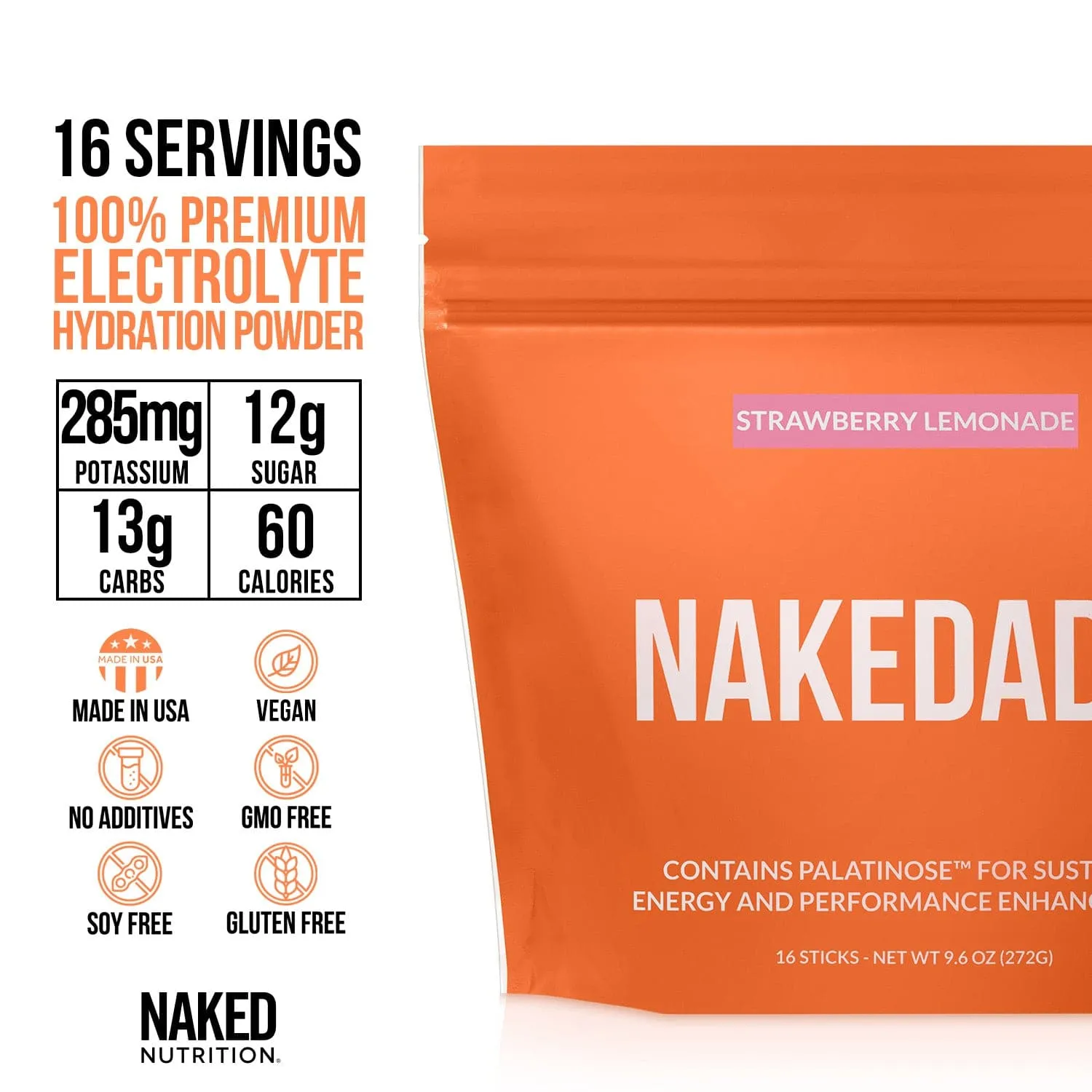 Electrolytes Powder Packets - Strawberry Lemonade | Nakedade