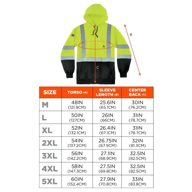 Ergodyne GloWear 8373 Type R Class 3 Hi-Vis Hooded Sweatshirt - Lime