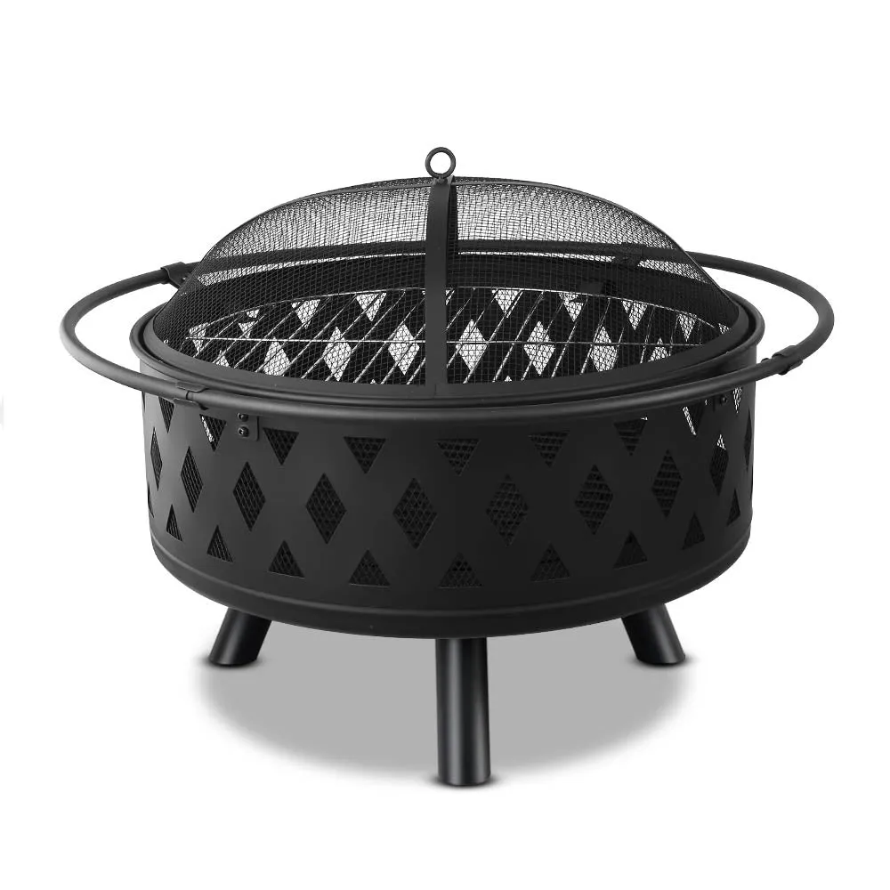 Fire Pit BBQ Charcoal Grill Ring Portable Outdoor Kitchen Fireplace 32"