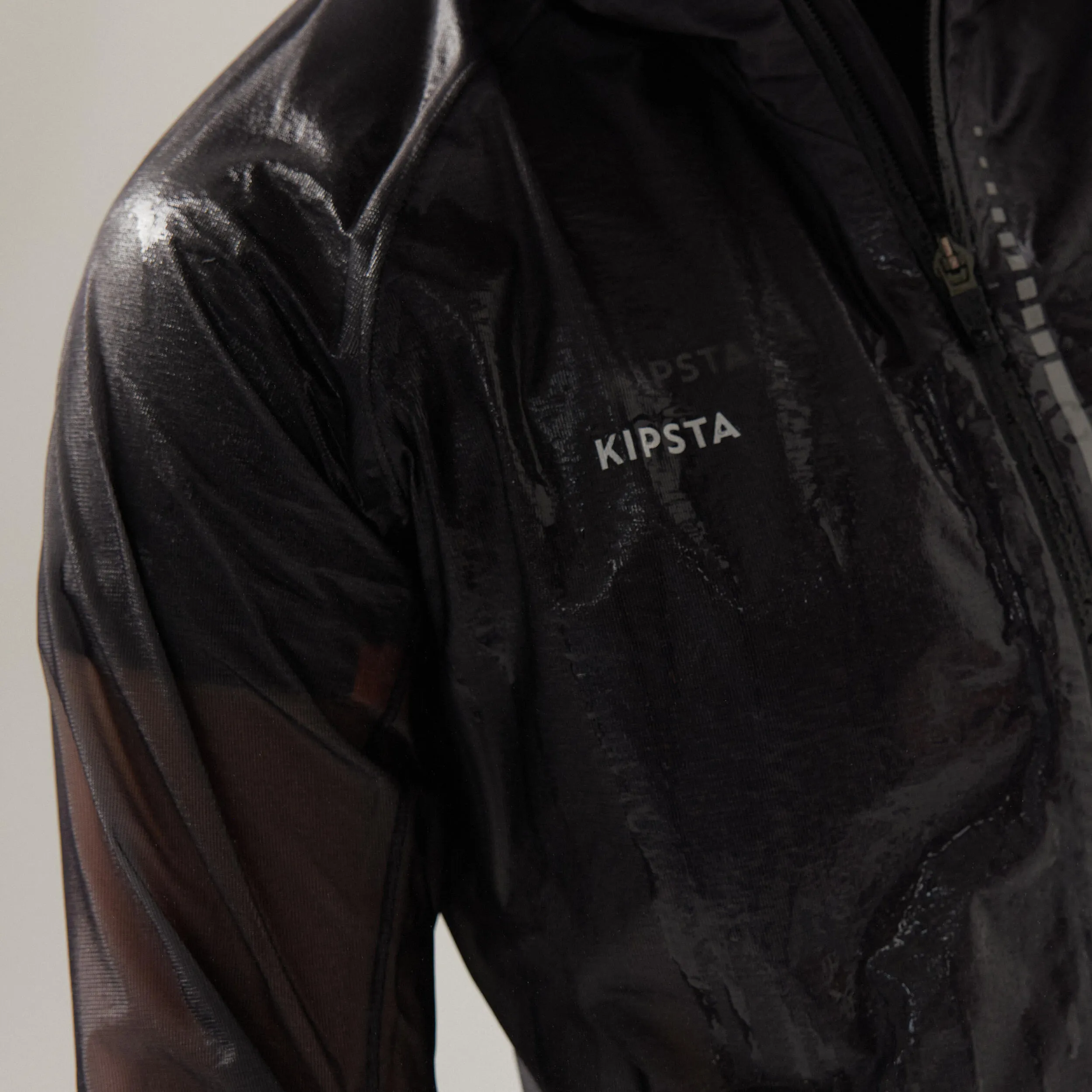 Football raincoat Kipsta women's black, black