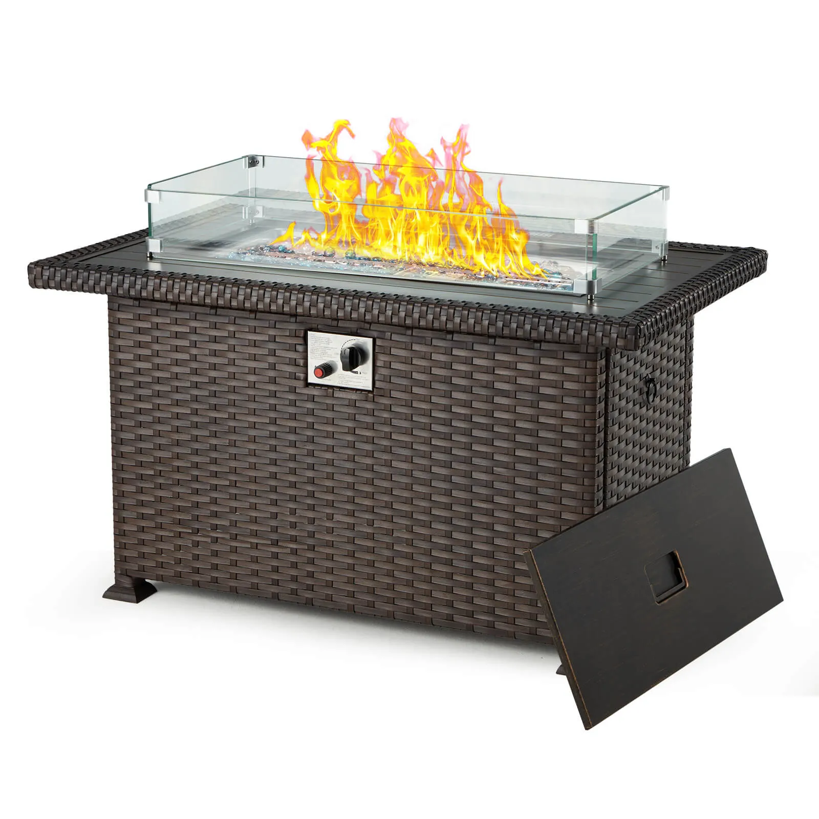 Homrest 44" Outdoor Propane Gas Fire Pit Table 50000 BTU Auto-Ignition w/ Windguard, Brown (Copy)