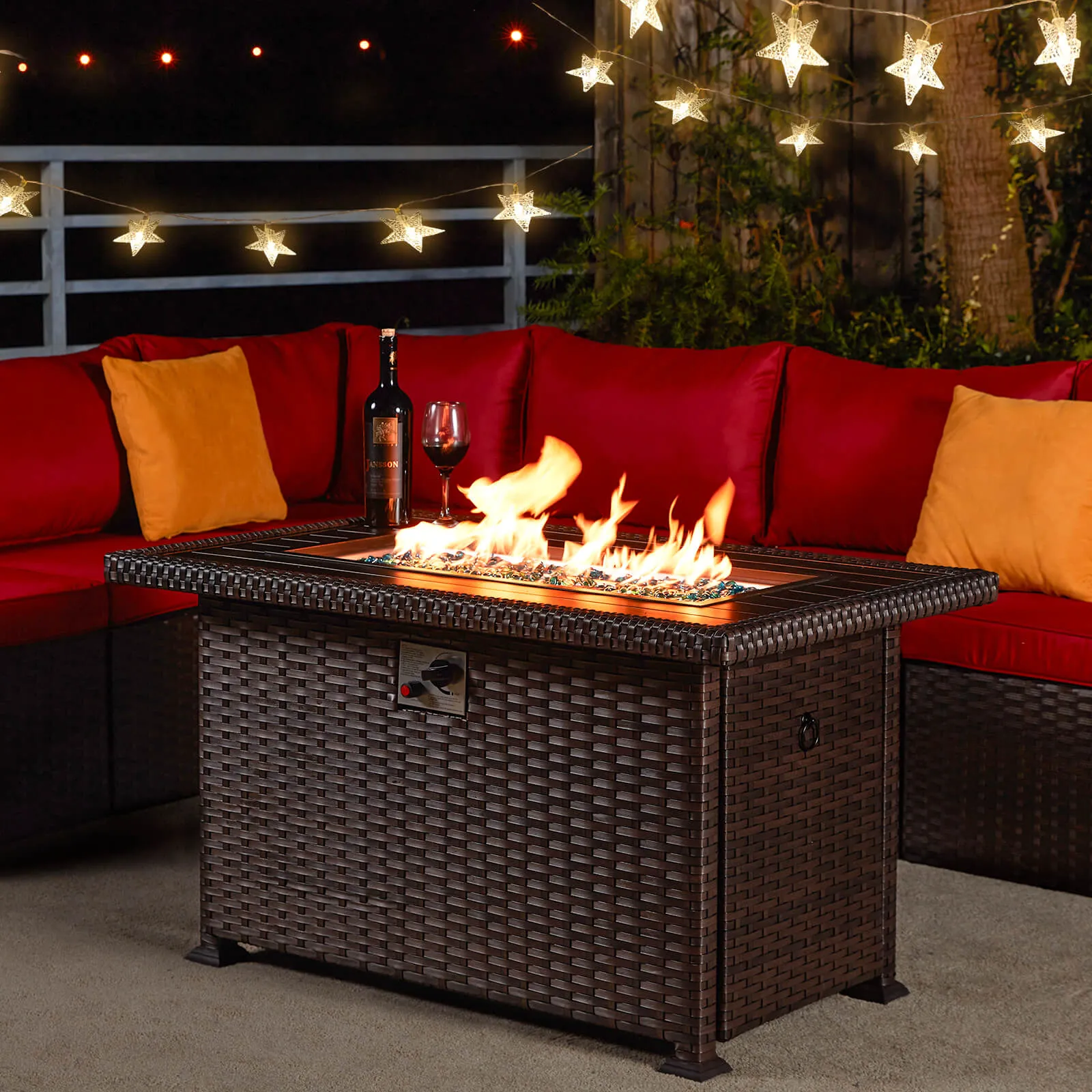 Homrest 44" Outdoor Propane Gas Fire Pit Table 50000 BTU Auto-Ignition w/ Windguard, Brown (Copy)