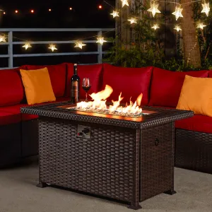 Homrest 44" Outdoor Propane Gas Fire Pit Table 50000 BTU Auto-Ignition w/ Windguard, Brown (Copy)