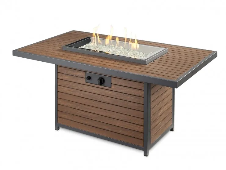 Kenwood Rectangular Chat Height Gas Fire Pit Table