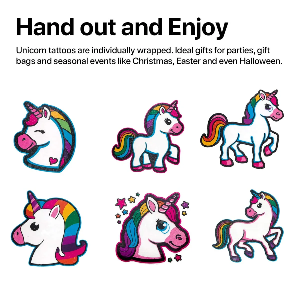 Kicko Unicorn Tattoos - 72 Pack - 2 Inch - for Kids, Party Favors, Stocking Stuffers