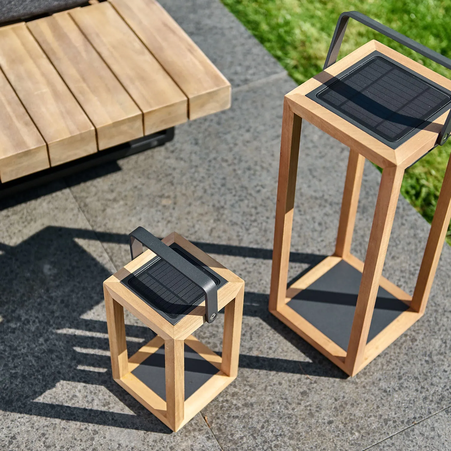 Luxor Table Outdoor and Indoor Solar Lantern In Teak