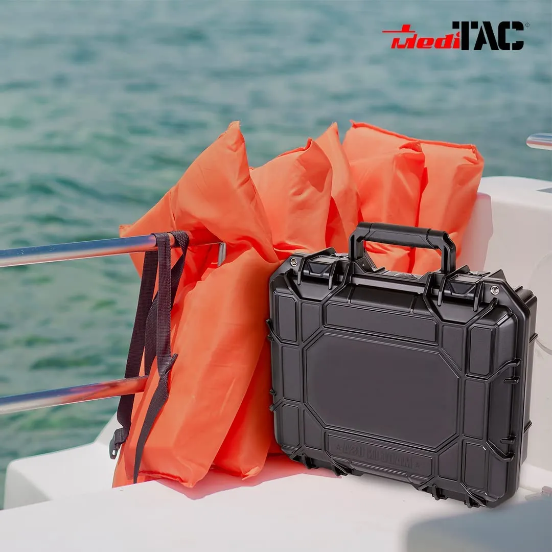 MediTac Marine Boat First Aid Medical Kit with Lightweight and Water Proof Black Case