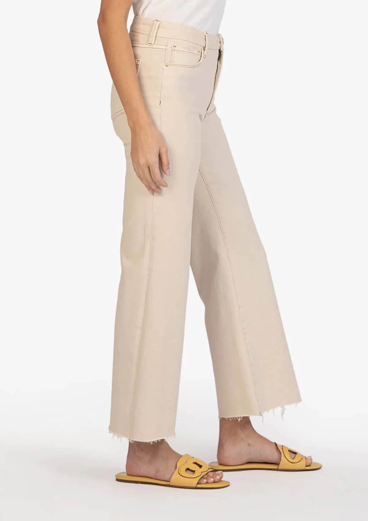 Meg High Rise Wide Leg Jeans - Ecru