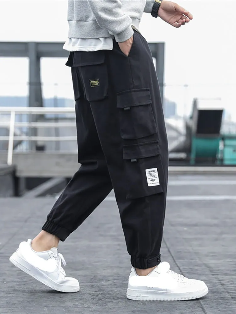 Men'S Drawstring Cotton Cargo Pants