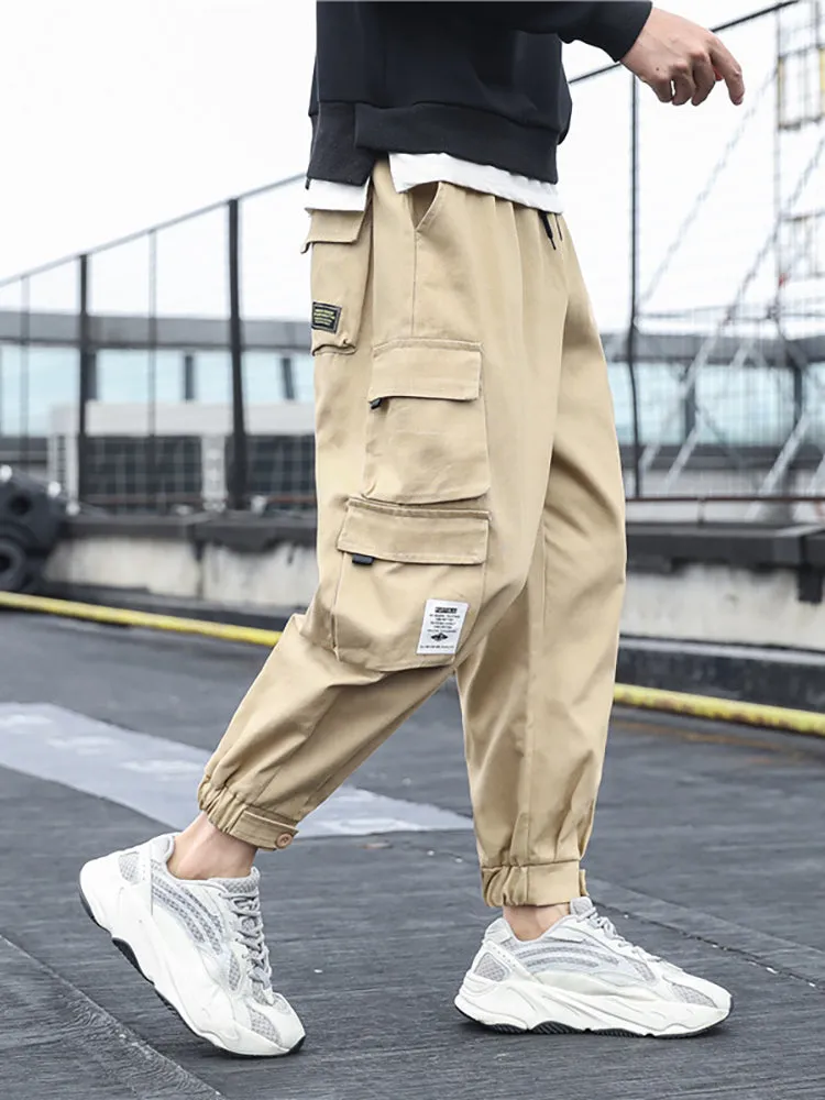 Men'S Drawstring Cotton Cargo Pants