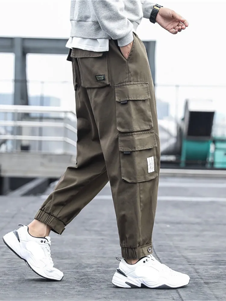 Men'S Drawstring Cotton Cargo Pants