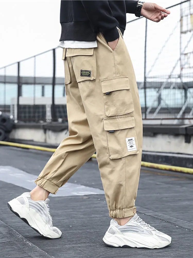 Men'S Drawstring Cotton Cargo Pants