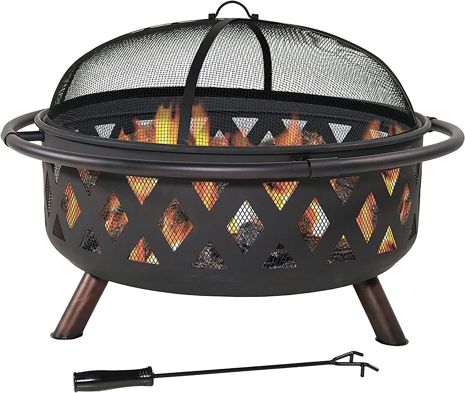 Outdoor Fire Pit, includes Spark Screen, Poker and Cover