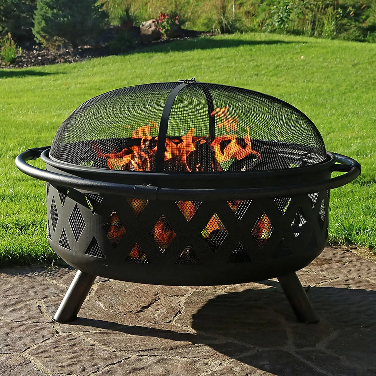 Outdoor Fire Pit, includes Spark Screen, Poker and Cover