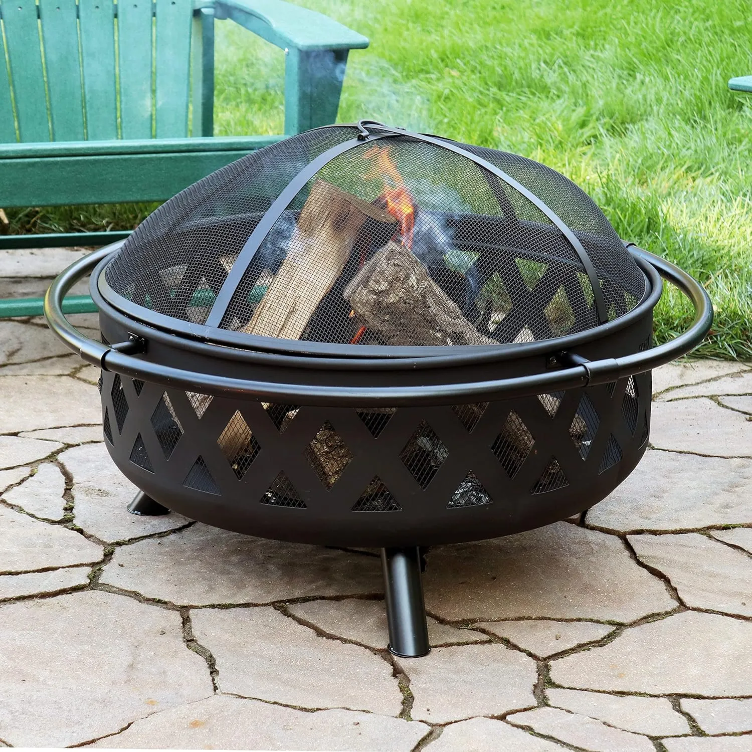 Outdoor Fire Pit, includes Spark Screen, Poker and Cover