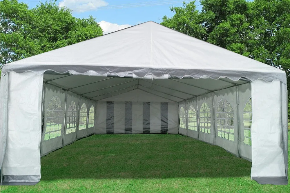 PE Party Tent 32'x16' w Color Blue, Green, Grey, Red