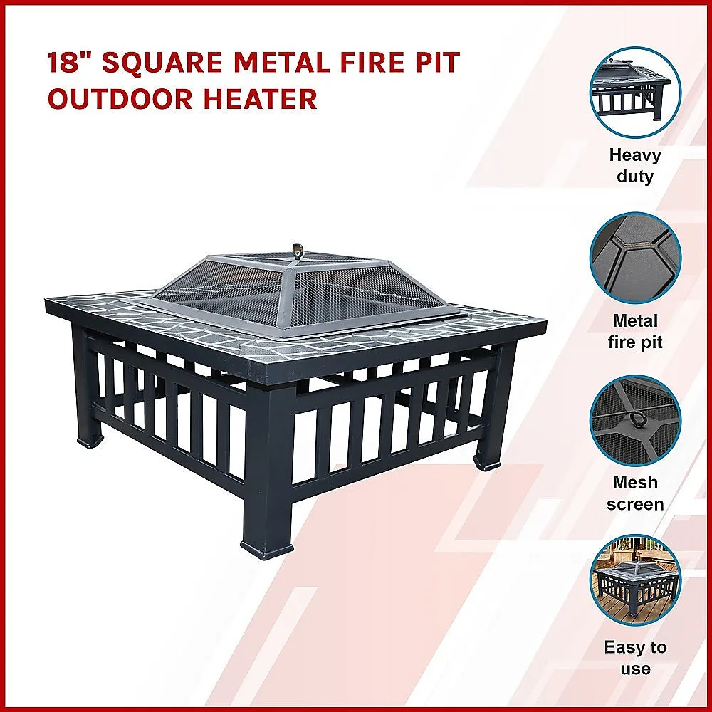 Powder-Coated Metal Fire Pit with Mesh Screen & Poker